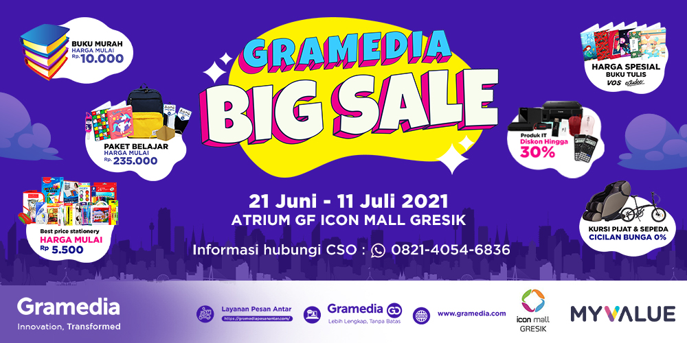 Article Header Banner Gramedia BIG SALE Icon Gresik 2021 Back to School