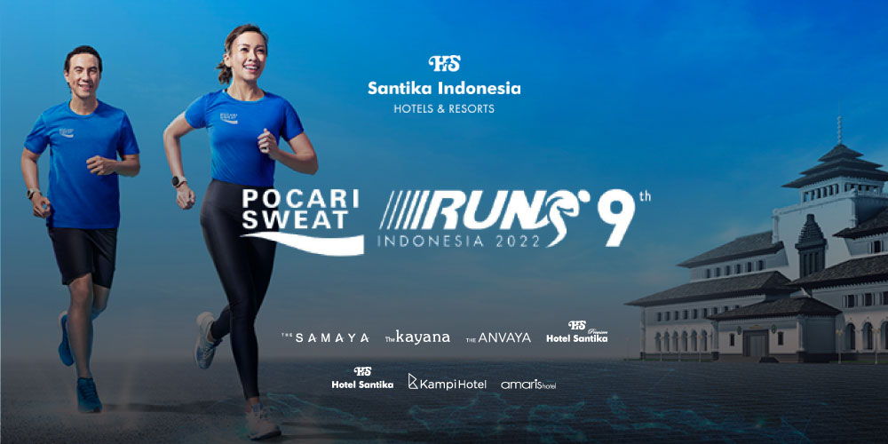 Santika Pocari Run 2022 BornToSweat SafeRunning bersama Santika Indonesia, Daniel Mananta, Putri Meilani, di Gedung Sate, Bandung.